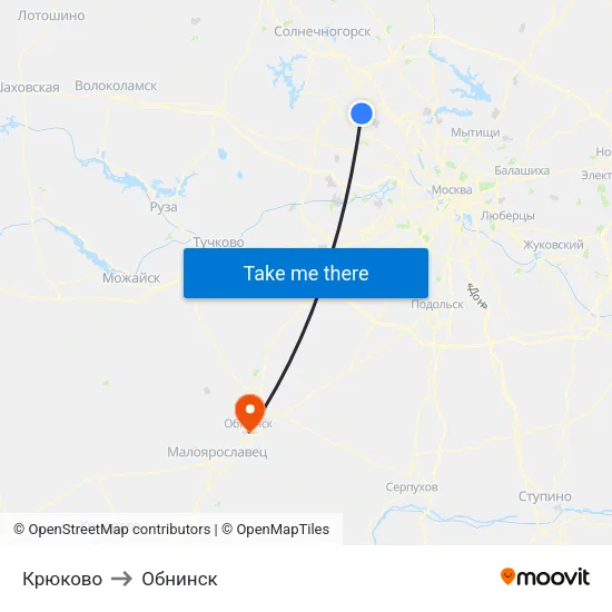 Крюково to Обнинск map
