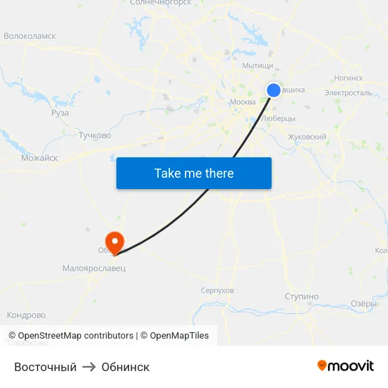 Восточный to Обнинск map
