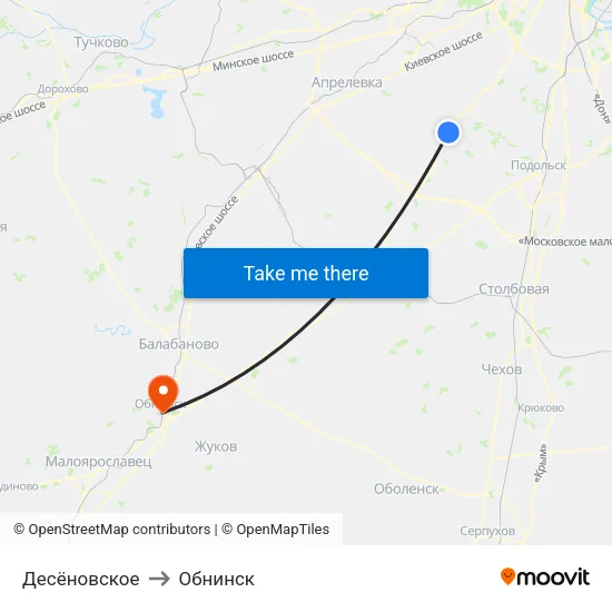 Десёновское to Обнинск map