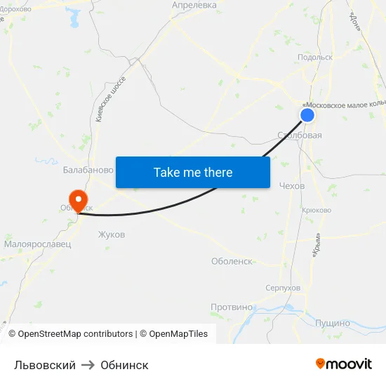 Львовский to Обнинск map