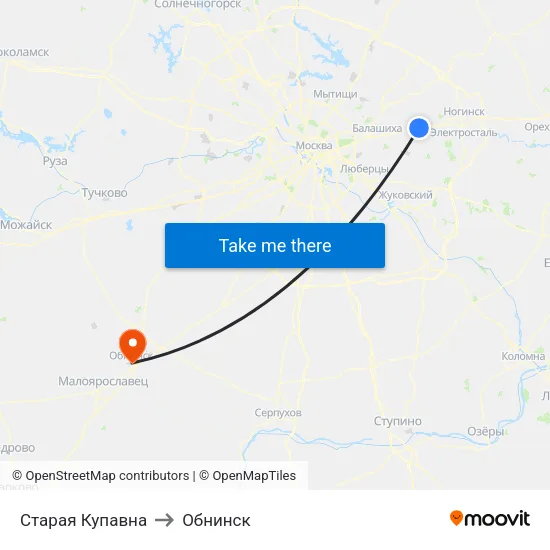 Старая Купавна to Обнинск map