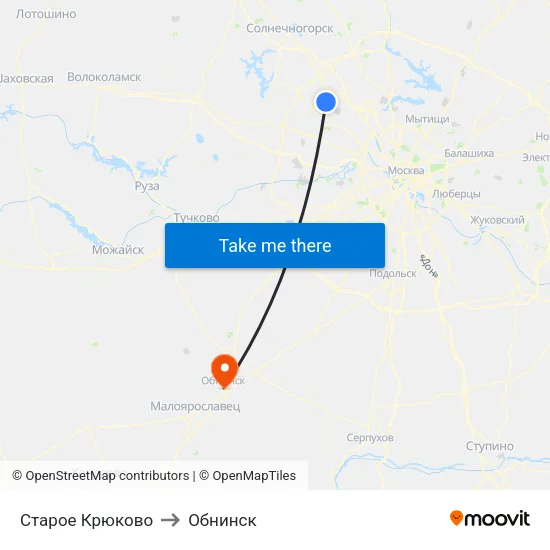 Старое Крюково to Обнинск map