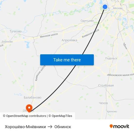 Хорошёво-Мнёвники to Обнинск map