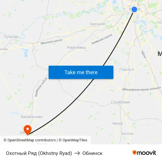 Охотный Ряд (Okhotny Ryad) to Обнинск map