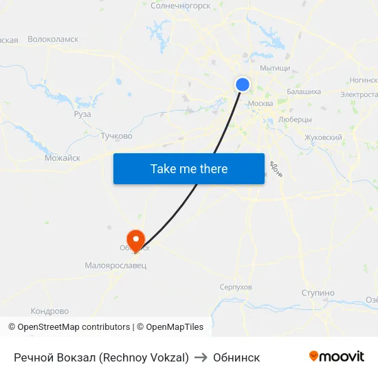 Речной Вокзал (Rechnoy Vokzal) to Обнинск map