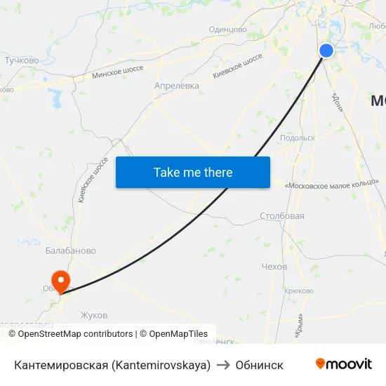 Кантемировская (Kantemirovskaya) to Обнинск map