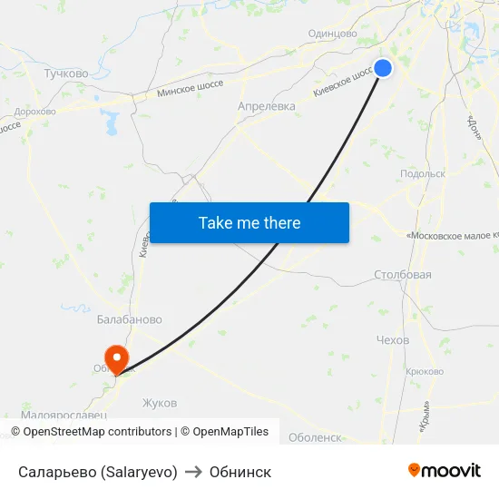 Саларьево (Salaryevo) to Обнинск map