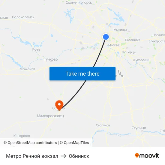 Метро Речной вокзал to Обнинск map