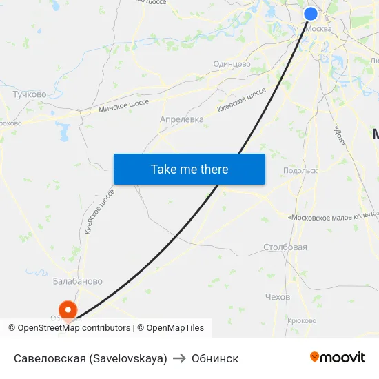 Савеловская (Savelovskaya) to Обнинск map
