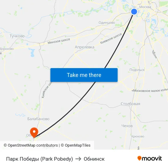 Парк Победы (Park Pobedy) to Обнинск map