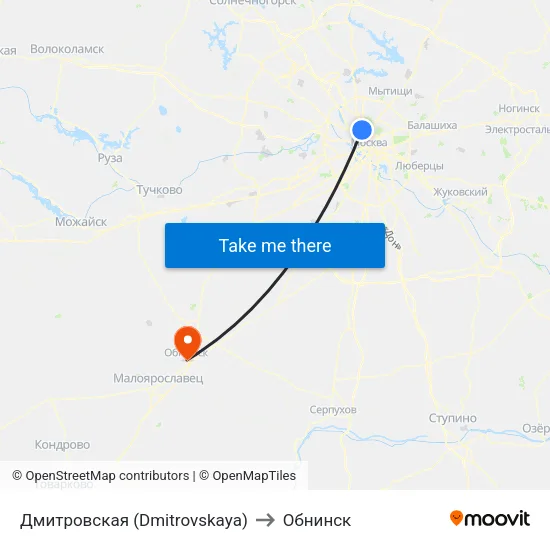 Дмитровская (Dmitrovskaya) to Обнинск map