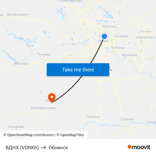 ВДНХ (VDNKh) to Обнинск map