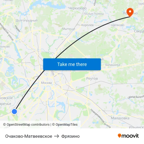 Очаково-Матвеевское to Фрязино map