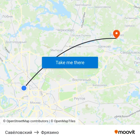 Савёловский to Фрязино map