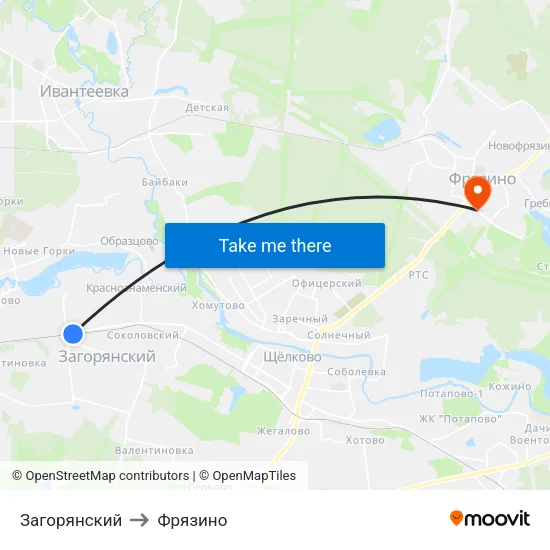 Загорянский to Фрязино map