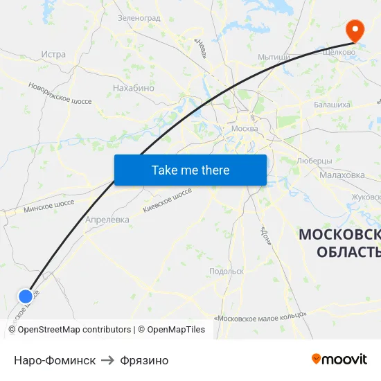 Наро-Фоминск to Фрязино map