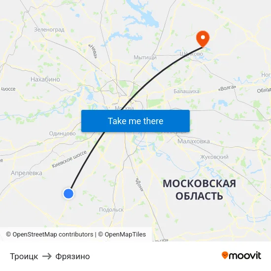 Троицк to Фрязино map