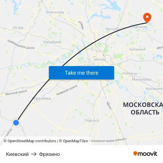 Киевский to Фрязино map