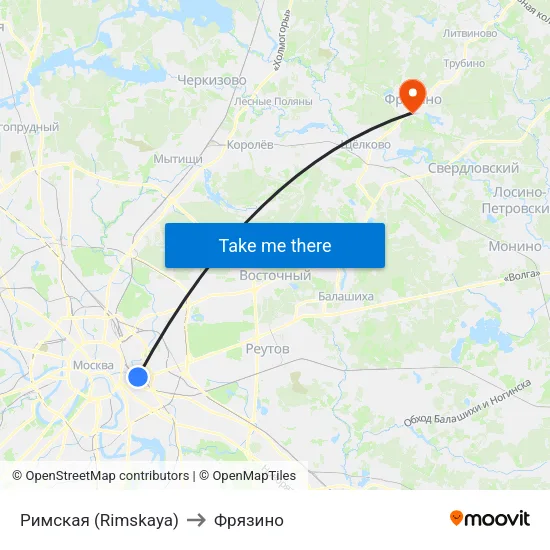 Римская (Rimskaya) to Фрязино map