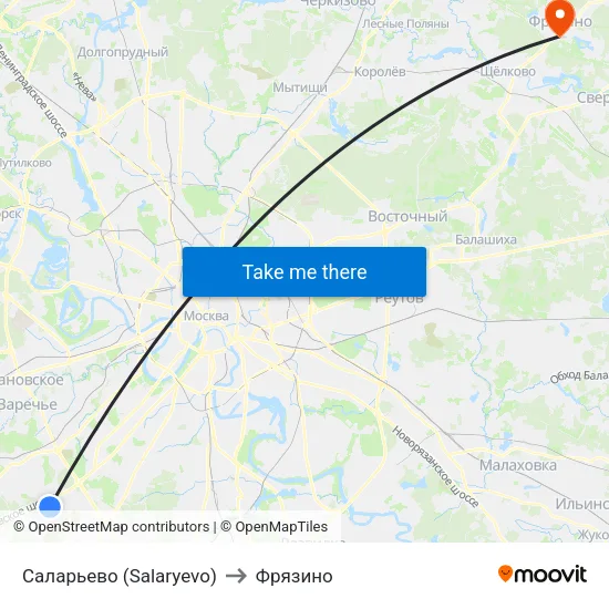Саларьево (Salaryevo) to Фрязино map