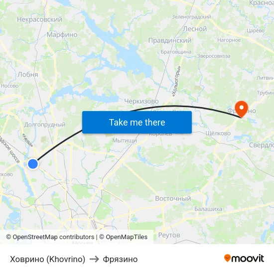 Ховрино (Khovrino) to Фрязино map
