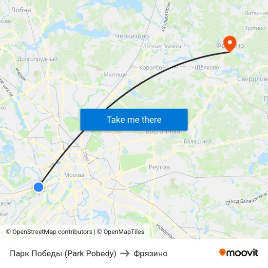 Парк Победы (Park Pobedy) to Фрязино map
