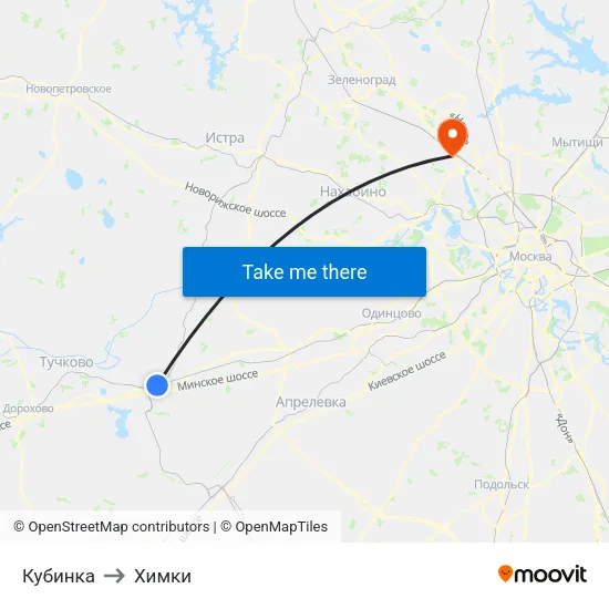 Кубинка to Химки map