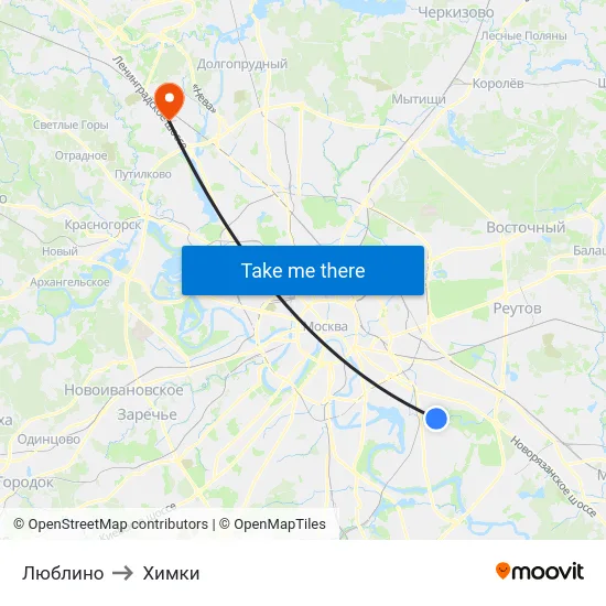 Люблино to Химки map