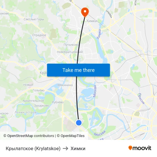 Крылатское (Krylatskoe) to Химки map