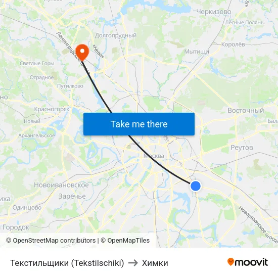 Текстильщики (Tekstilschiki) to Химки map