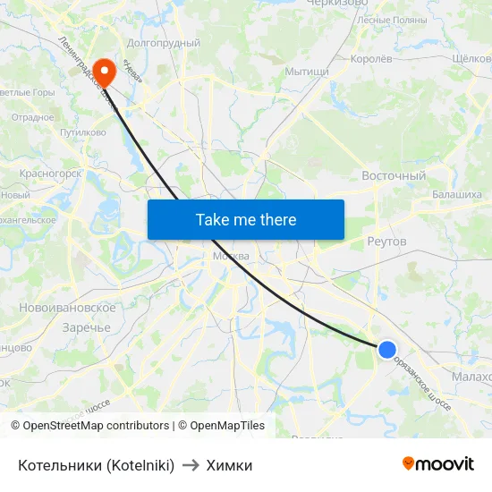 Котельники (Kotelniki) to Химки map