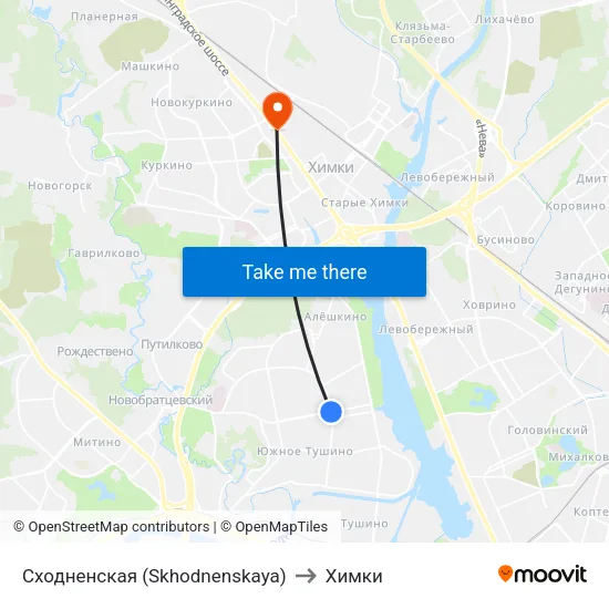 Сходненская (Skhodnenskaya) to Химки map