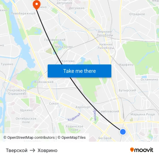 Тверской to Ховрино map