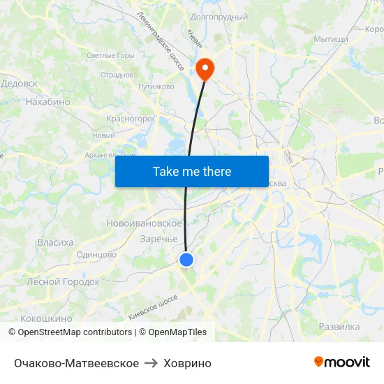 Очаково-Матвеевское to Ховрино map