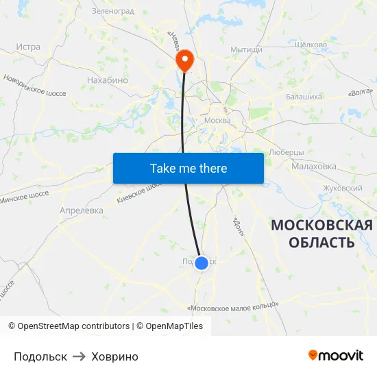 Подольск to Ховрино map