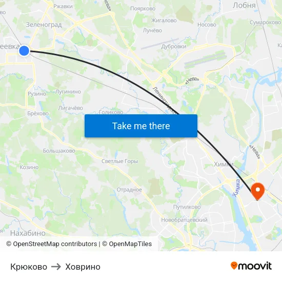 Крюково to Ховрино map