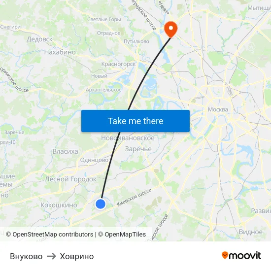 Внуково to Ховрино map