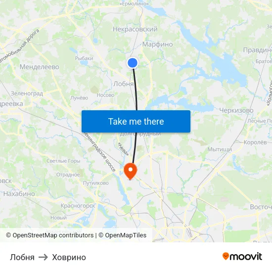 Лобня to Ховрино map