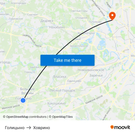 Голицыно to Ховрино map