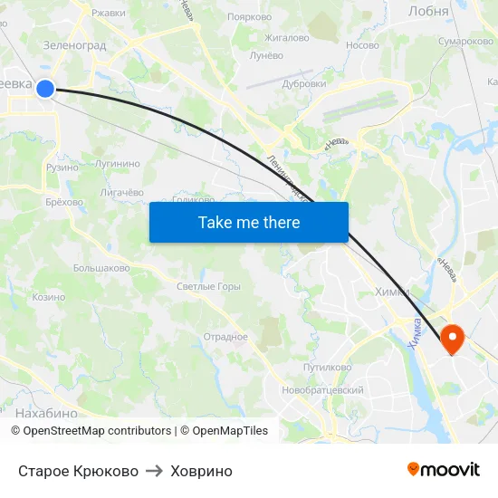 Старое Крюково to Ховрино map