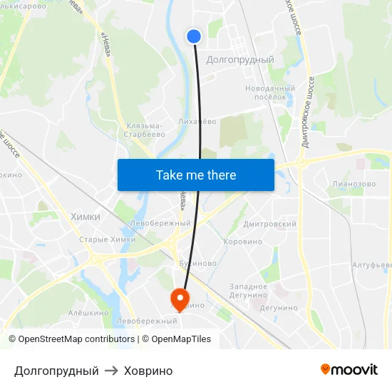 Долгопрудный to Ховрино map