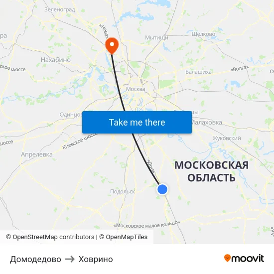 Домодедово to Ховрино map