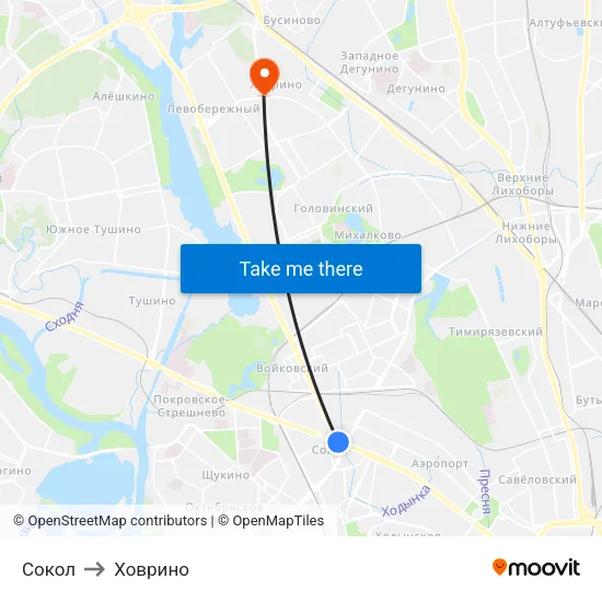 Сокол to Ховрино map