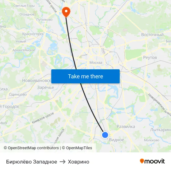 Бирюлёво Западное to Ховрино map