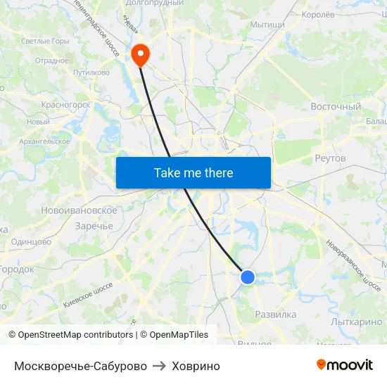 Москворечье-Сабурово to Ховрино map