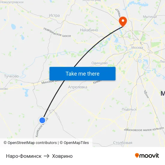 Наро-Фоминск to Ховрино map