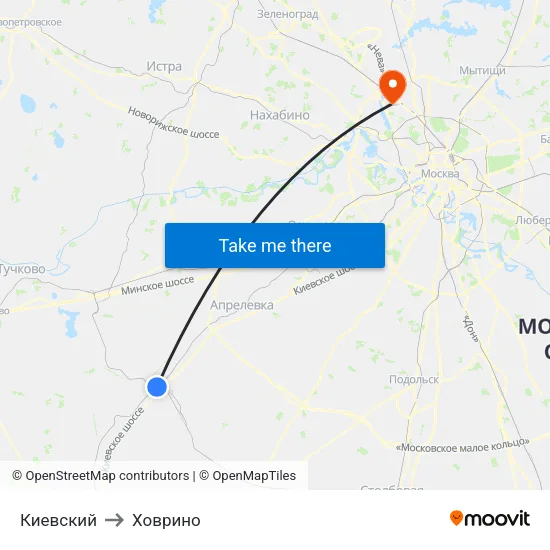 Киевский to Ховрино map
