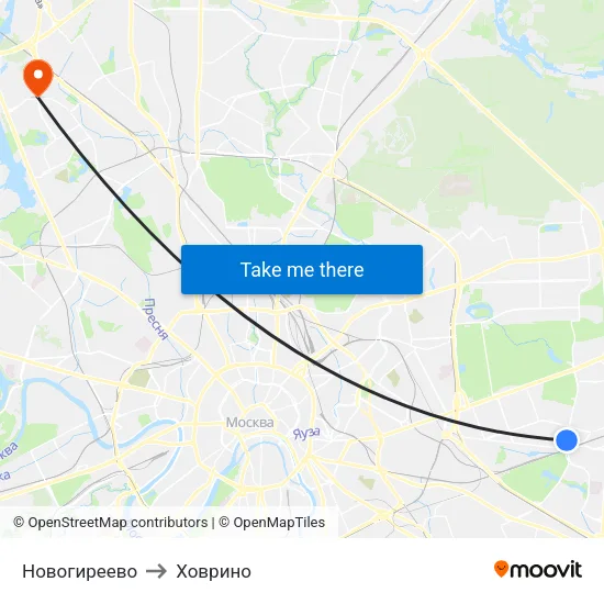 Новогиреево to Ховрино map