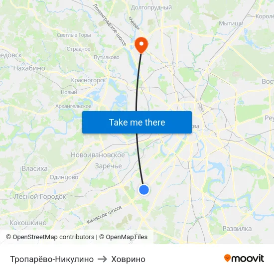 Тропарёво-Никулино to Ховрино map