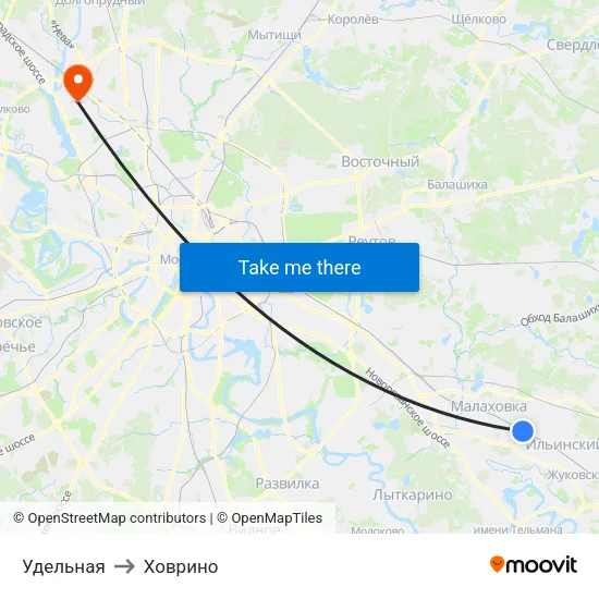 Удельная to Ховрино map